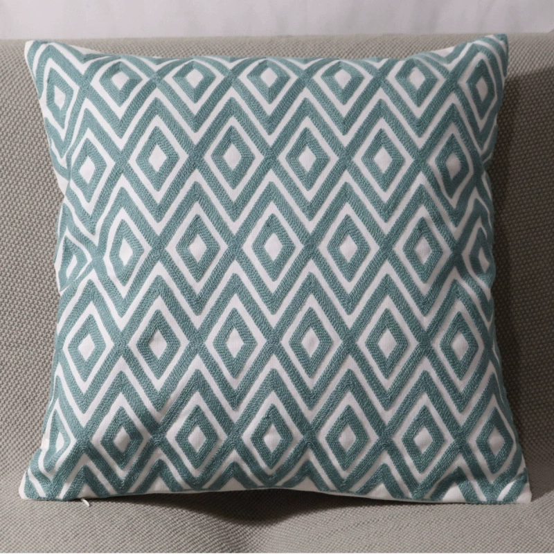 Modern Scandinavian pillow, sofa for bed, with embroidery