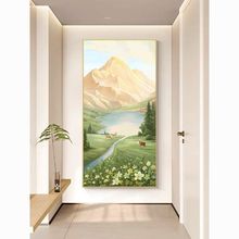 日照金山入户玄关装饰画风景山水画高级感大芬油画村走廊过道挂画