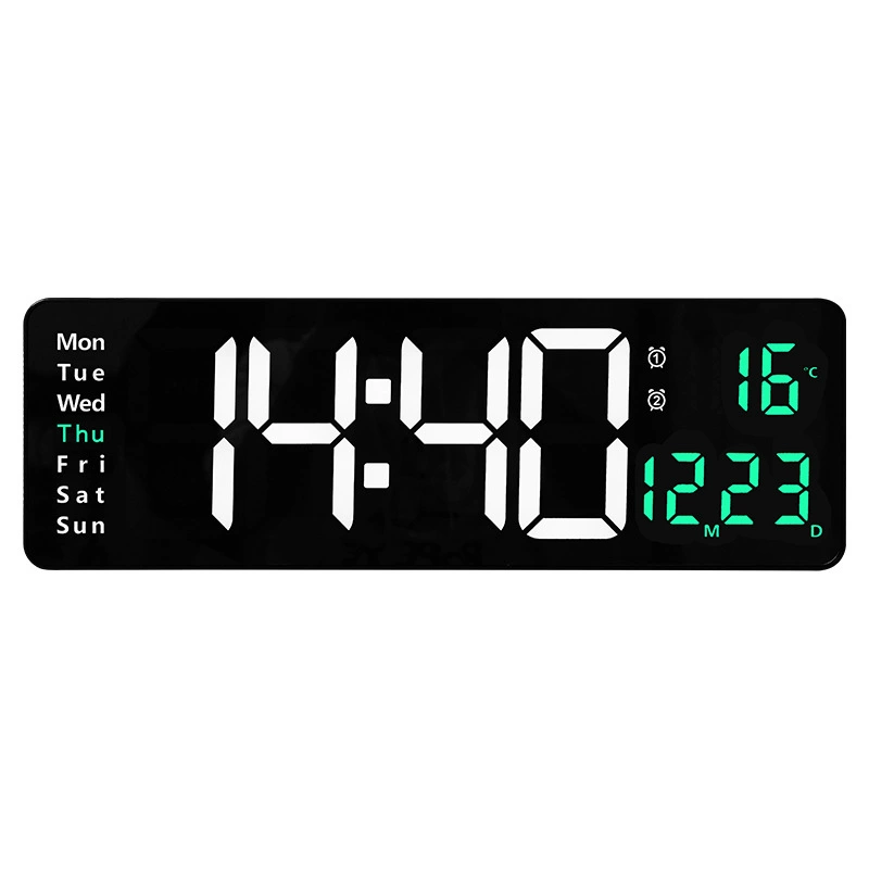 LED Wall Clock 6626, 16-inch Large Screen, Temperature & Alarm, Nordic Minimal