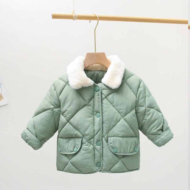 Otoño e invierno nuevos niños Abrigo acolchado de algodón para niños y niñas Cuello de piel engrosado abrigo cálido abrigo de algodón para niños de estilo coreano