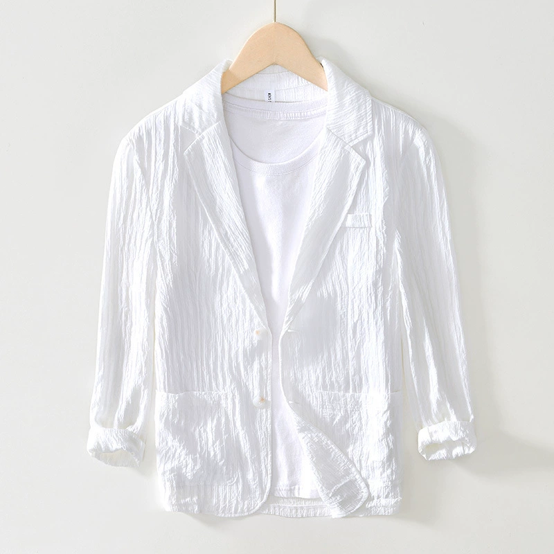 L081 Японский повседневный костюм в темную полоску, жакет из искусственного хлопка, свободный однотонный костюм, мужской цельный волос