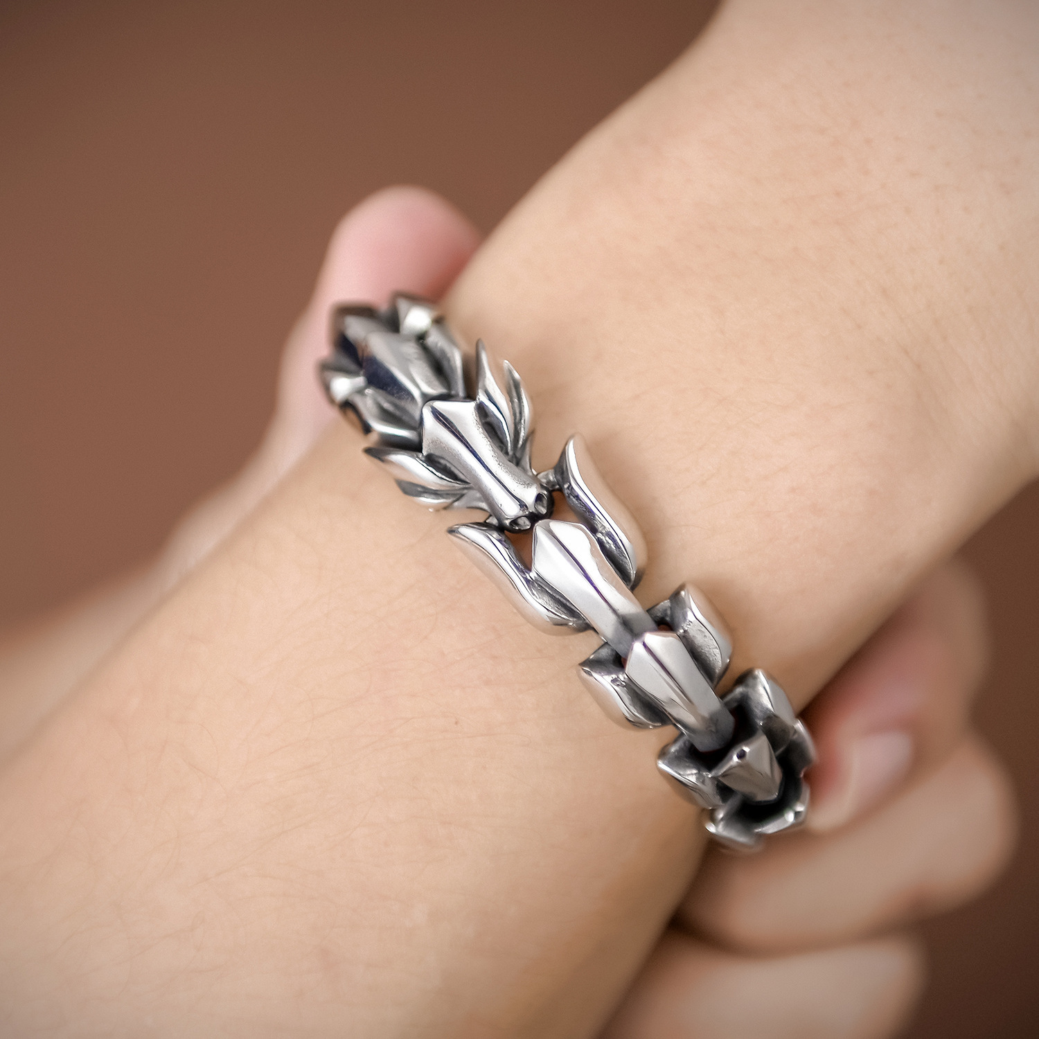 Alloy Material Hip-Hop Retro Solid Color Keel Alloy Plating Men's Bracelets Men's Chain Bracelets