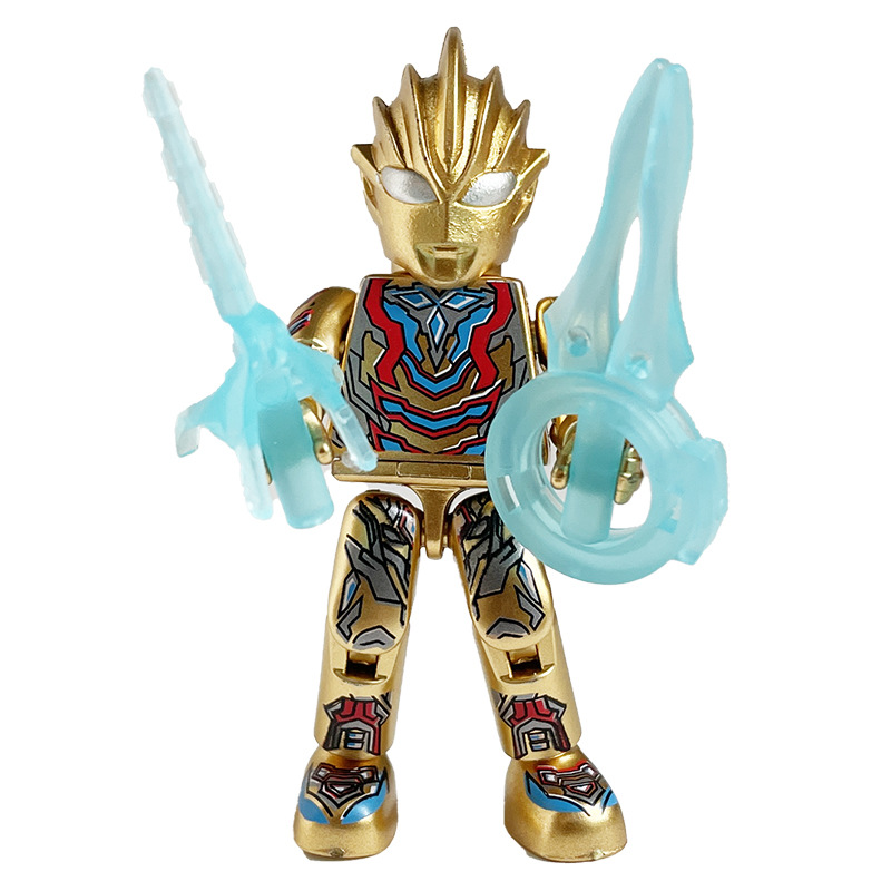 Multi-Jointed Gold Warrior Hero Building Block Doll Model Puzzle Assembled Building Block Toy Specially for Foreign Trade