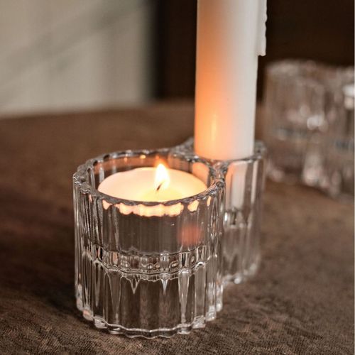 Wholesale simple style candle candle holder romantic dinner glass candlelight transparent ornament tea light stormproof lamp Halloween