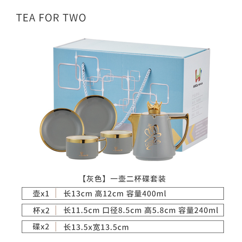 Tetera casa de estilo Nórdico juego té cerámica con la mano regalo Taza Té corona pareja juego apoyo logo taza café