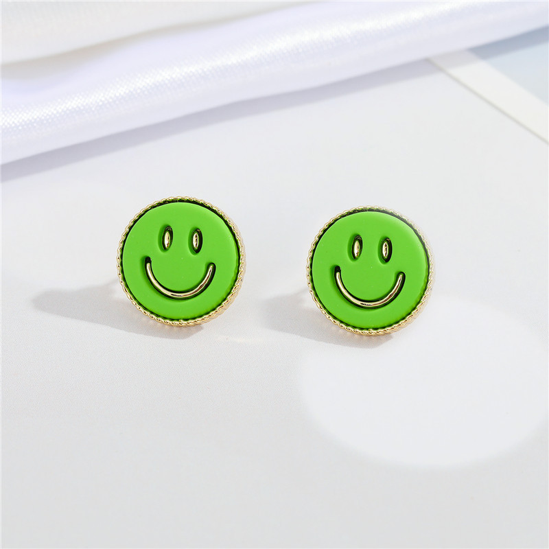 Shuo Europe And America Cross Border New Accessories Personalized Fashion Smiley Stud Earrings Creative Simple Temperament Eardrops Earrings For Women display picture 5