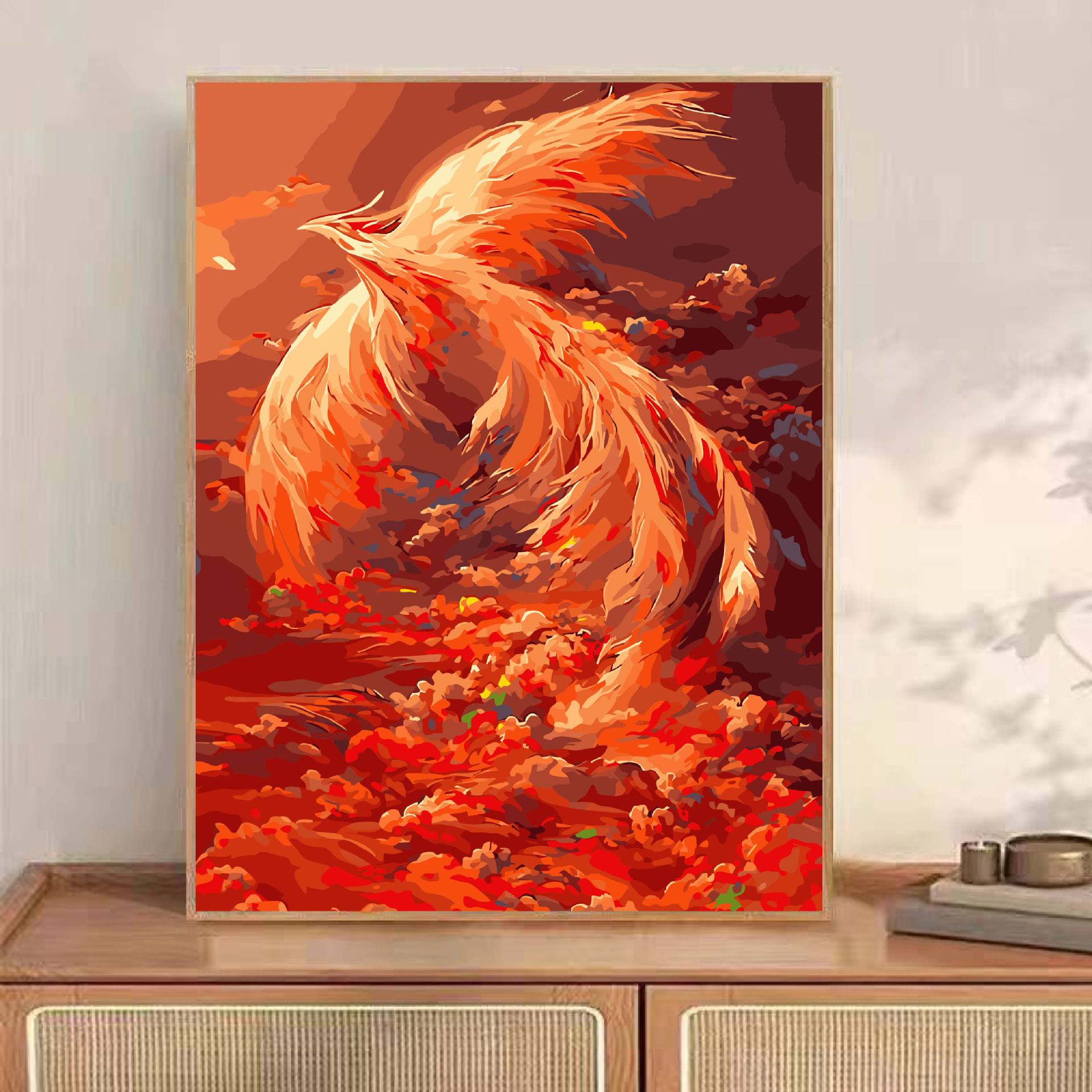 Phoenix en el vuelo pintura al óleo digital di relleno de la nueva tendencia china estilo chino artesanal decoración de la sala de estar colgante de pared