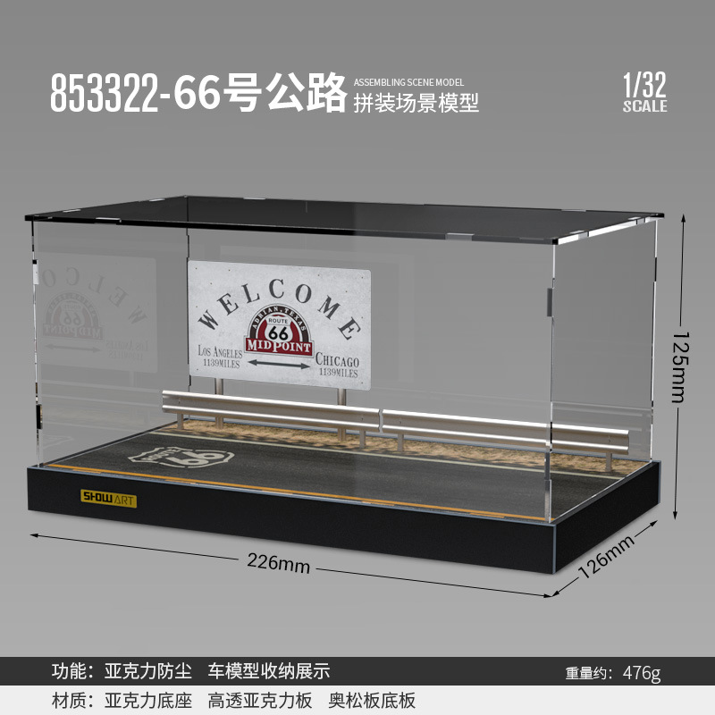 1:32 simulación modelo de estacionamiento escena caja de exhibición a prueba de polvo de aleación de juguete de almacenamiento de coches adornos de iluminación a prueba de polvo