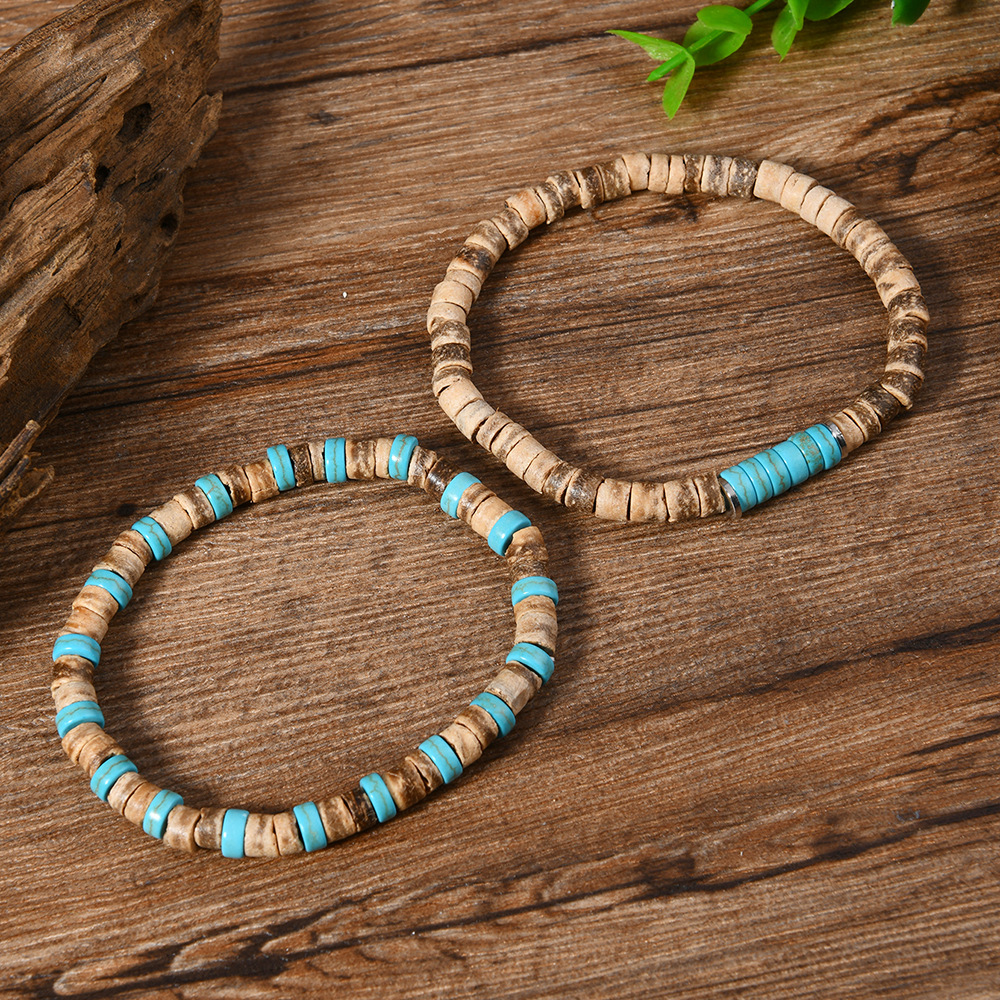Retro Simple Style Geometric Wood Turquoise Men's Bracelets Imitation Pearl Accessories display picture 4