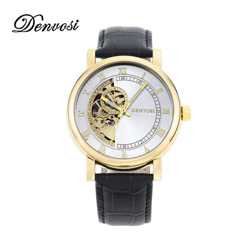 Danforth Men's Fully Automatic Mechanical Watch Skeleton Waterproof Business Genuine Leather Watch Dropshipping