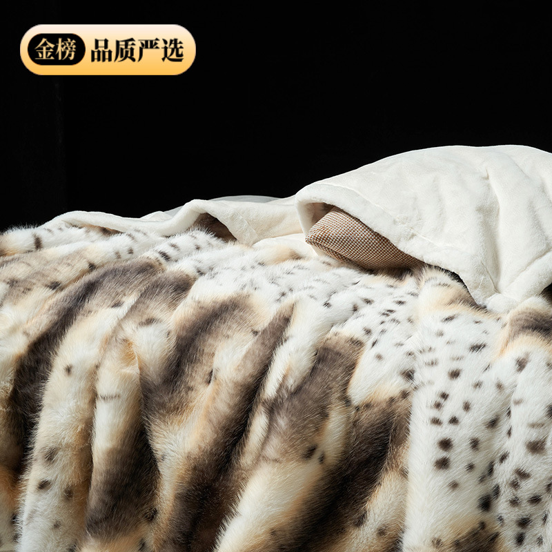 KOU雪狐絨毯を出して、二重結婚祝いの毛皮の毛布を厚くします。冬の高級感はキツネの毛皮の別荘の毛布をまねます。