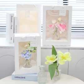 手提礼品袋带内盒透明袋鲜花橱窗袋含礼盒手提袋花束袋橱窗袋批发