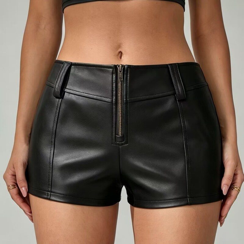 Low-waisted PU slim-fit skinny versatile shorts Low-waisted PU slim-fit skinny versatile shorts