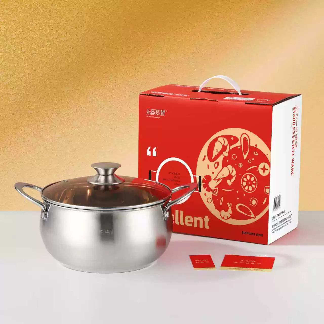 Горшок из нержавеющей стали утолщенный большой емкости жемчужный суп горшок индукционная плита двухсторонний бинауральный суп горшок подарочные очки обмен