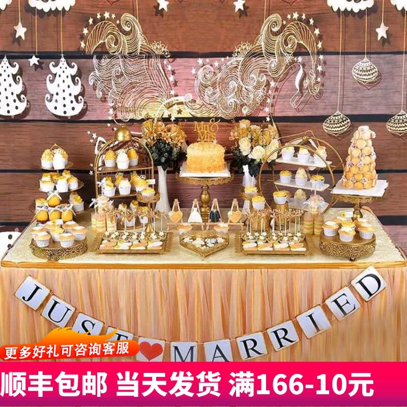 Postre de oro Decoración de mesa soporte de exhibición traje creativo europeo pastel merienda stand buffet comida fría té mesa de descanso