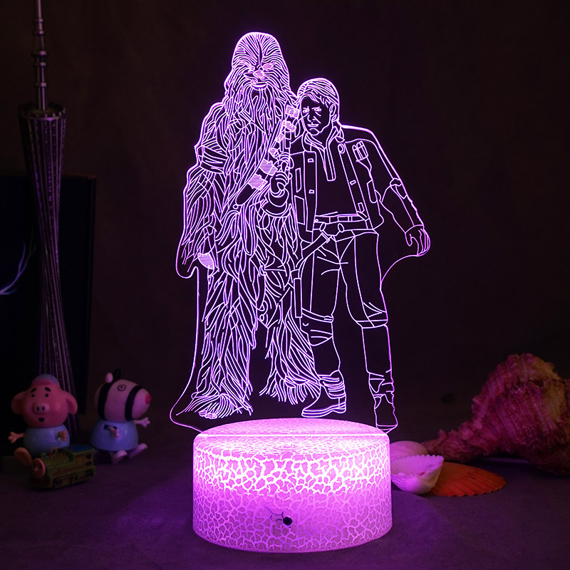 Star Wars 3D noche luz puntada Yoda bebé periférico mano Escritorio de Oficina Decoración Linda lámpara regalo