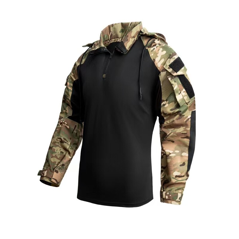 Black and Gray Industrial Assault Version 2 Tactical Top Combat Clothing Spring & Fall Shirt Style Frog Suit Pants Suit Shirt Sweatshirt