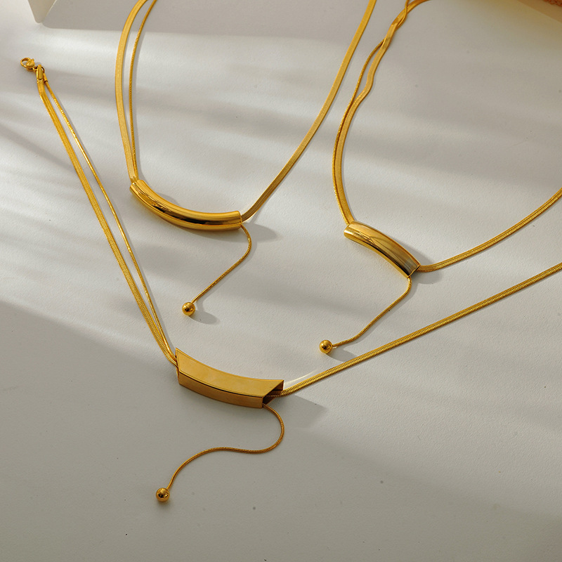 snake chain Chain Type 1 Piece Quantity Wholesale Jewelry Simple Style Solid Color Titanium Steel Plating Pendant Necklace Snake Chain