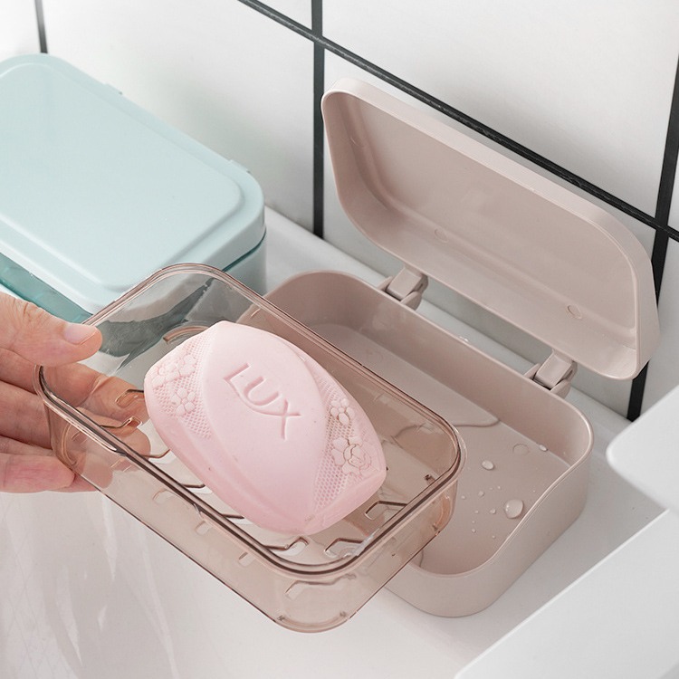Caja de jabón titular de la luz del hogar de lujo de doble capa de drenaje con agujeros creativo inodoro baño caja de almacenamiento de jabón de viaje