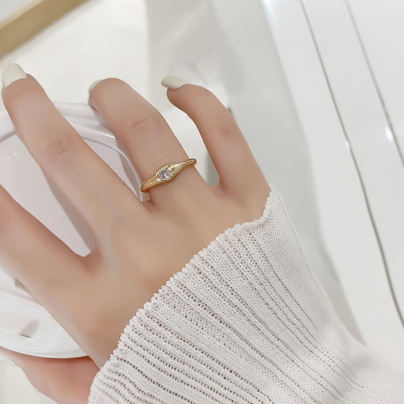 fashion micro-inlaid zircon heart square opening ring wholesale