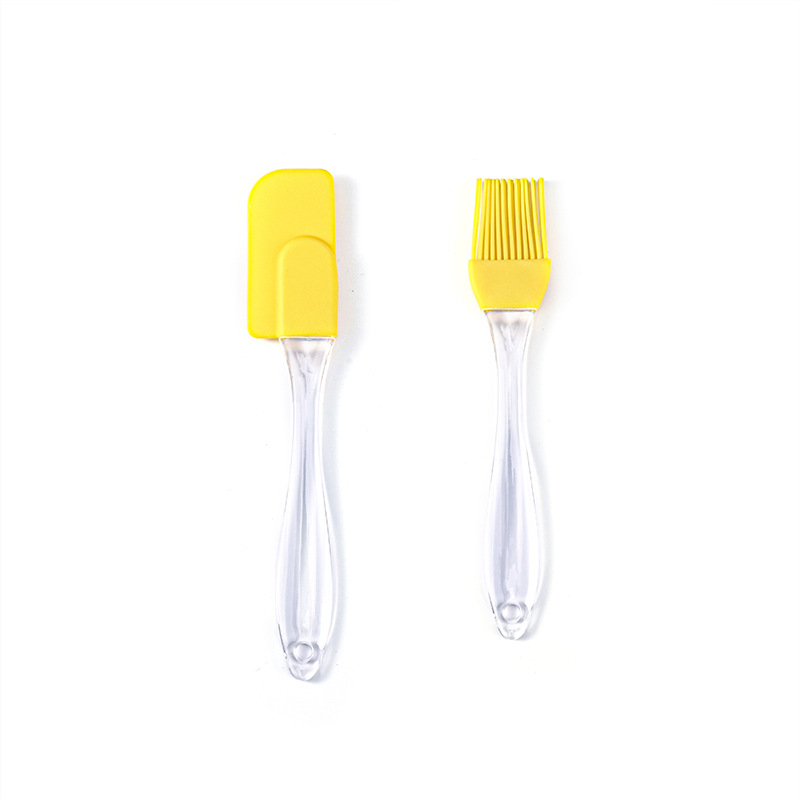 [노란색] 스몰 사이즈 투명 핸들 분할 오일 브러시 스크레이퍼 2 피스 세트