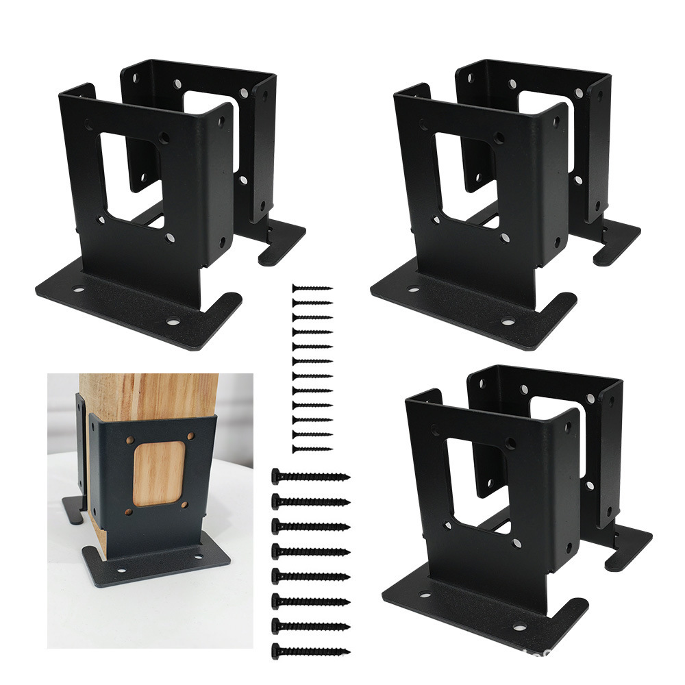 Kit de Anclajes de Soporte para Postes de Madera de Ángulo Recto 4 Piezas para Cenadores de Exterior