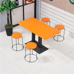 Retro Commercial Restaurant Canteen Table and Chair Combination Simple Fast Food Table and Chair Breakfast Shop Noodle Shop Barbecue Table and Chair
