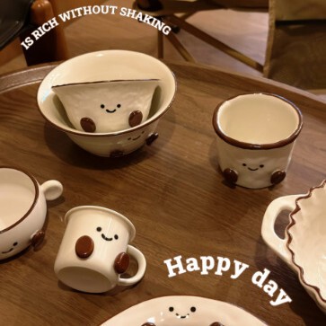 超かわいいココアビーンズシリーズ かわいいミニボウル 両耳カップ かわいい朝食カップ|undefined