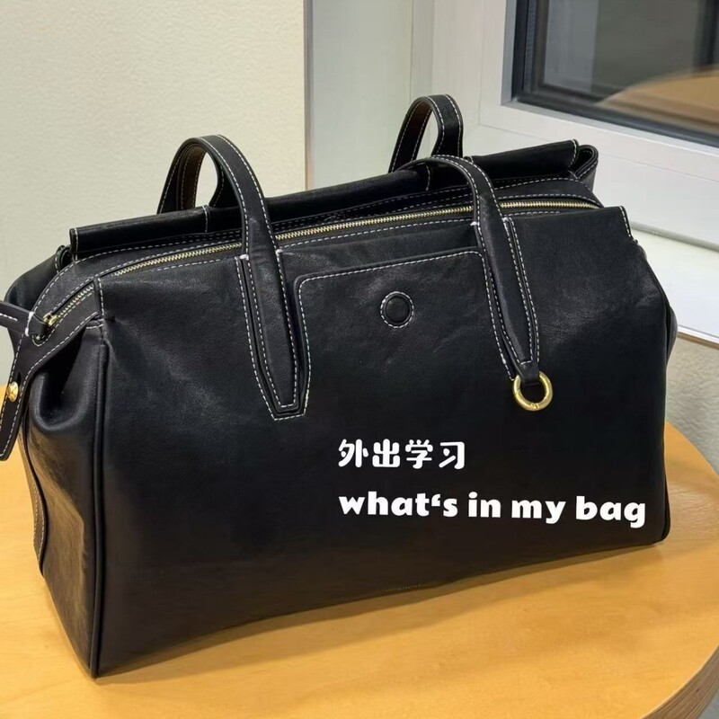 Songshanxia Youxunji Series Commuter Boston Tote Bag in Vegetable-Tanned Cowhide Leather, Single Shoulder Bag Songshanxia Youxunji Series Commuter Boston Tote Bag in Vegetable-Tanned Cowhide Leather, Single Shoulder Bag
