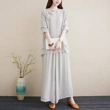 佛系衣服女夏居士服中国风禅意女装夏季汉服棉麻茶服仙气禅服套装