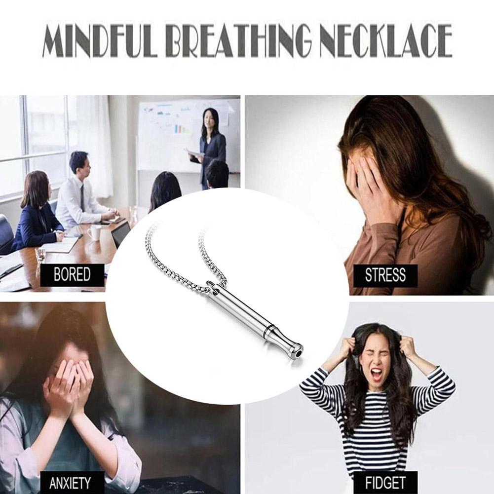 Hetsäljande rostfri visselpipa lindrar ångest, meditation, mindfulness-andning, yoga, titanstålhängehalsband_voghion.com