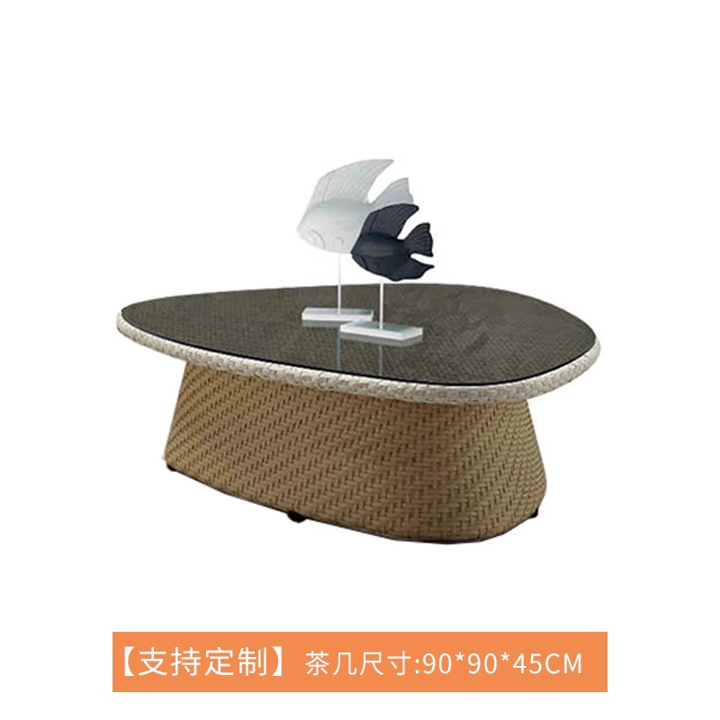 Silla de ratán al aire libre, balcón, mesa de centro, combinación de casa de familia, patio, muebles de jardín, villa, mesa y silla de comedor a prueba de lluvia al aire libre, juego de tres piezas