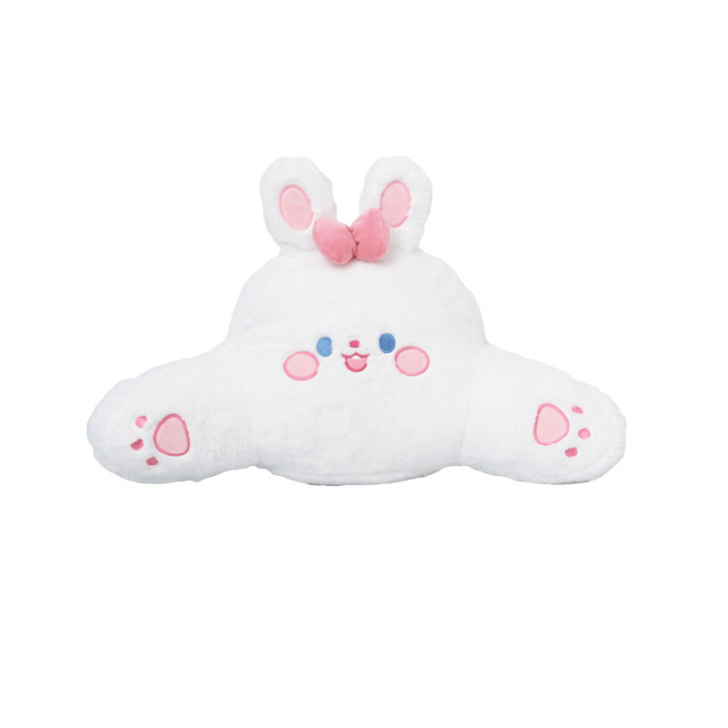 토끼털 자수 리본 토끼 허리 쿠션