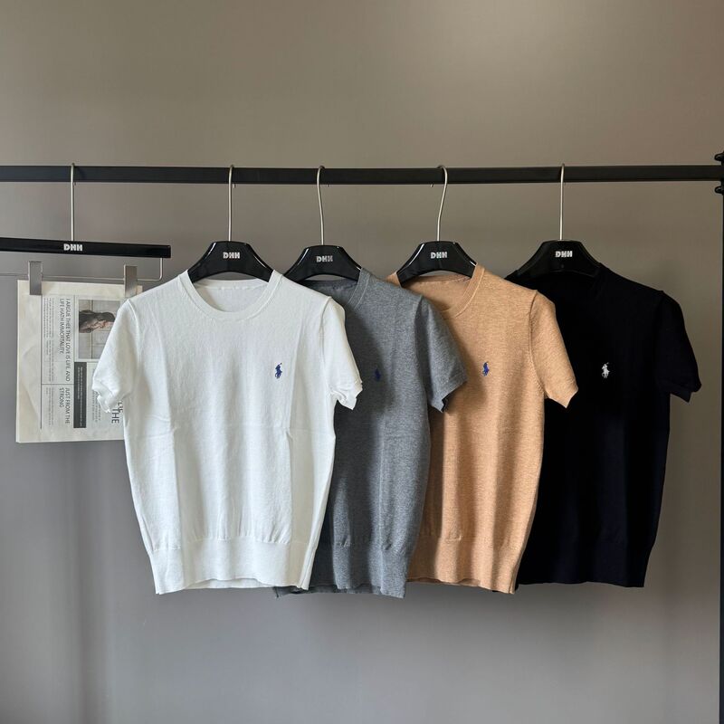 Rl High-End Version 2026 Summer New Model Pony Embroidery Classic Solid Color Versatile Round Neck Knit Short-Sleeve T-Shirt Rl High-End Version 2026 Summer New Model Pony Embroidery Classic Solid Color Versatile Round Neck Knit Short-Sleeve T-Shirt