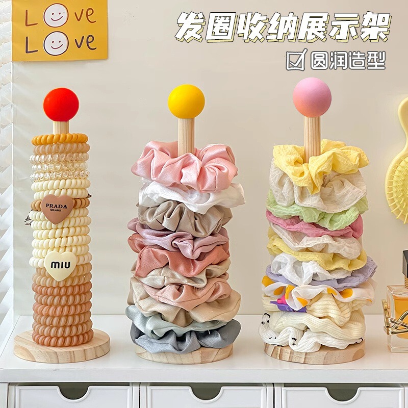 Wooden Scrunchie Storage Rack with High Aesthetic Appeal, Hair Ties, Hairbands, Hair Flowers, Shark Clips Storage Organizer, Hair Accessory Display Rack