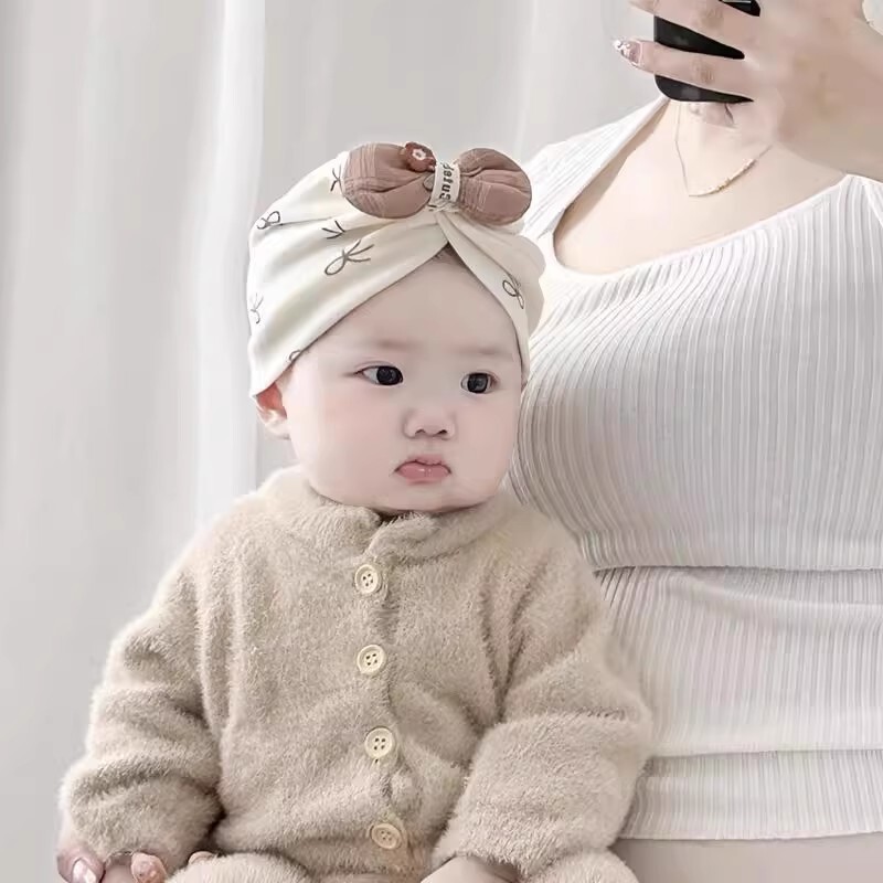ベビー帽子春と秋の生後 1 ヶ月の胎児帽子新生児幼児ターバン帽子純綿女の赤ちゃん耳保護インディアン帽子|undefined