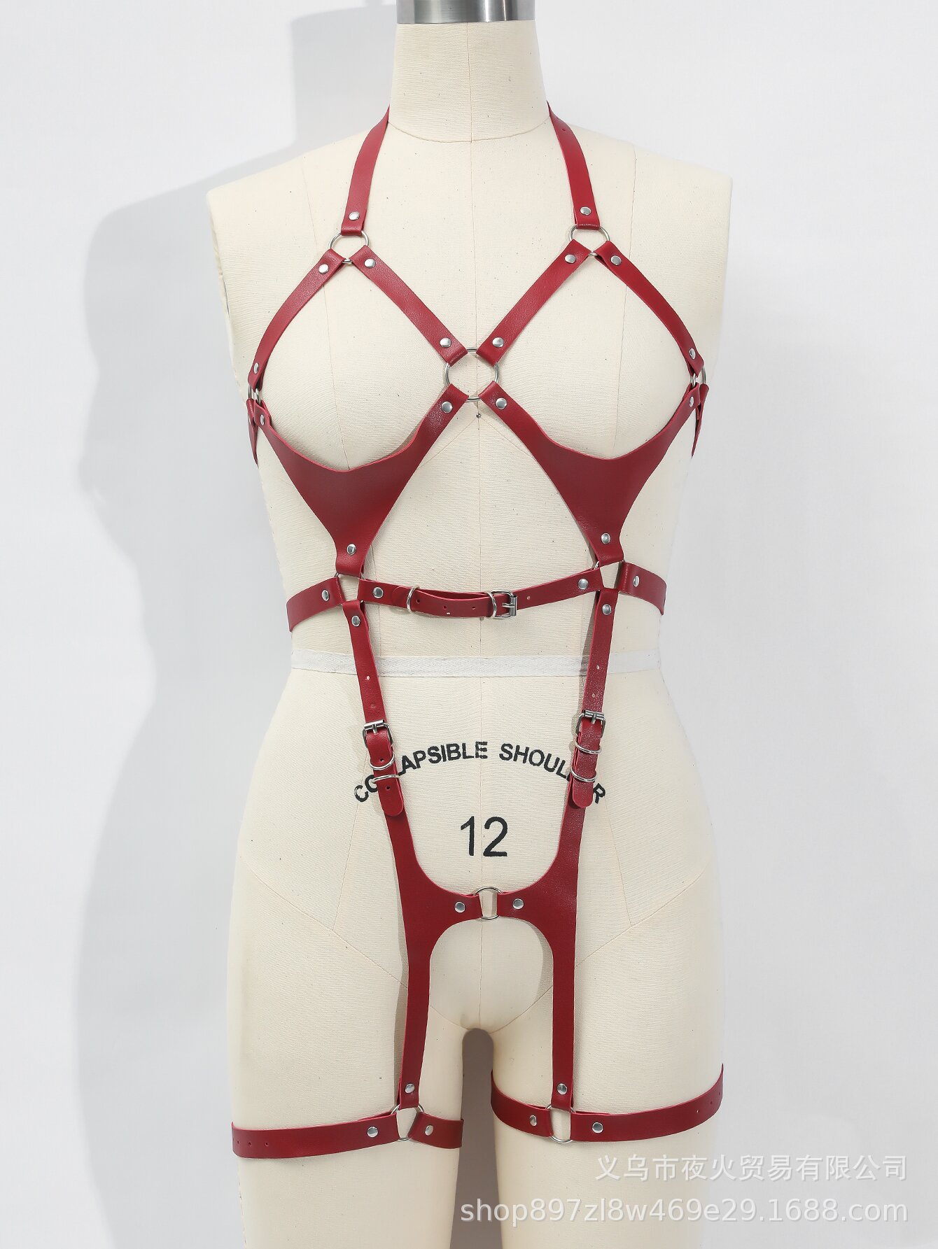 Estilo punk europeo y americano Harajuku pareja atar collar anillo de pierna cinturón correa de una pieza joyería moda femenina cinturón cadena de cintura