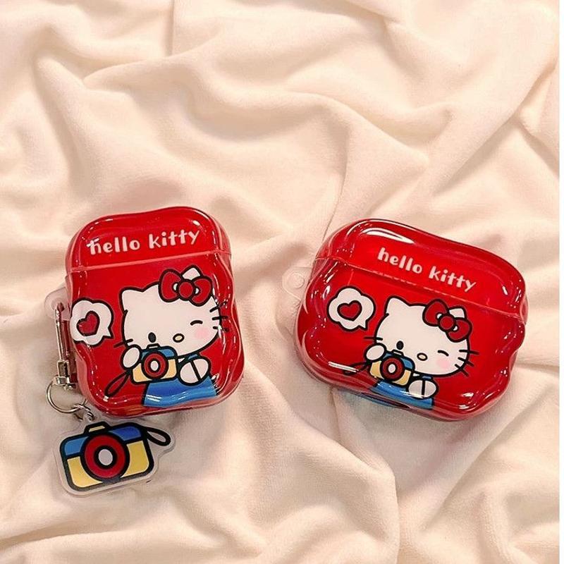 Rojo para fotos kt gatos para airpods 4 generación 5 generación caso de protección bluetooth airpodspro3 / 2 auriculares