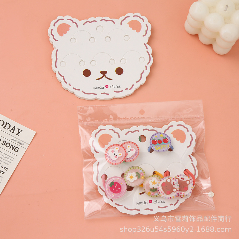 五卡位可爱小熊发圈包装卡纸精品店发饰发夹卡片头饰配件厂家批发