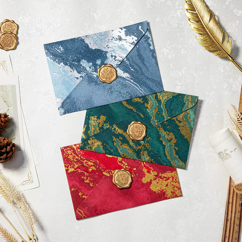 现货西式鎏金复古风情书烫金浮雕中国古风邀请请柬信封信纸套装批