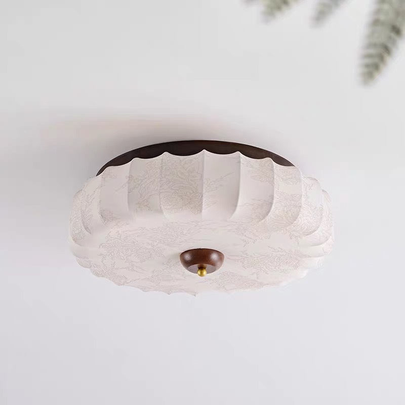 Dormitorio de madera maciza retro, balcón de tela, salón de té francés, sala de estudio zen, lámpara de techo de estilo japonés, lámpara antigua