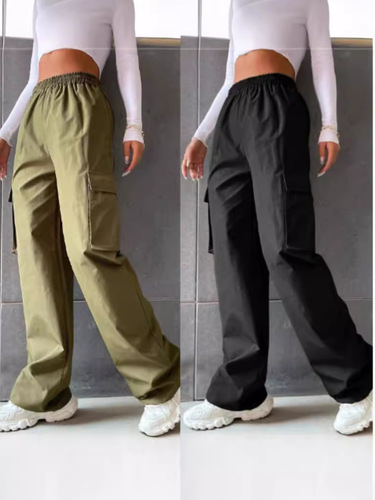 Women's Summer New Design High Street Work Pants, No Belt, High-Waisted Wide Leg Straight Leg Loose Casual Long Pants