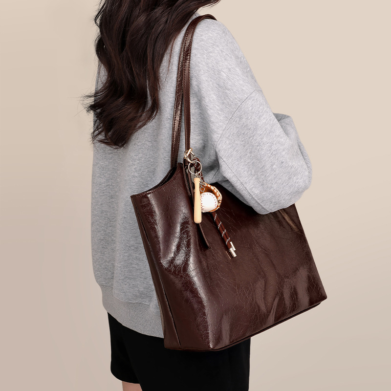 Túi tote nữ cỡ lớn phong cách vintage đi làm — màu cà phê
