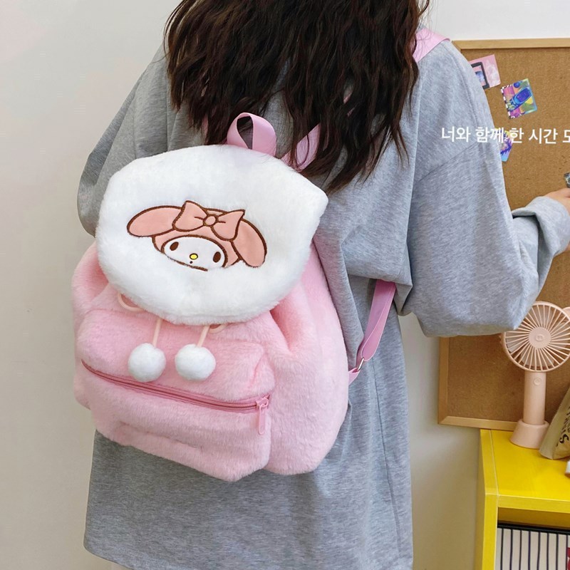 新しいサンリオぬいぐるみバックパック漫画クロミメロディかわいいバックパック女性の甘いスクールバッグ人形バッグ|undefined