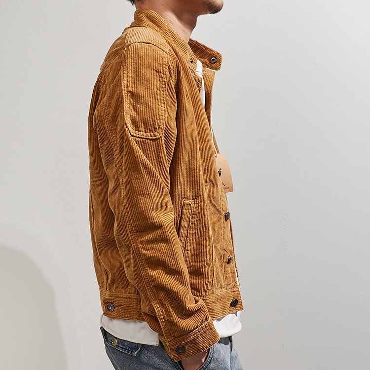 Men's Retro Biker Short Jacket with European and American Style, Washed Corduroy Patchwork Stand Collar Men's Coat Men's Retro Biker Short Jacket with European and American Style, Washed Corduroy Patchwork Stand Collar Men's Coat