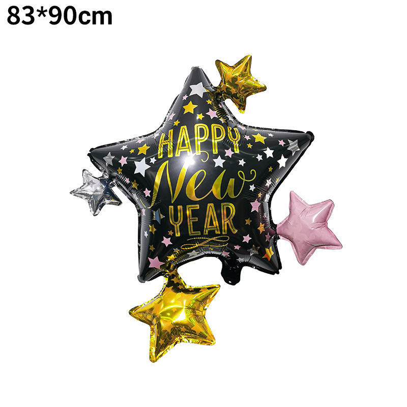 Decoración de fondo de Año Nuevo, globos de aluminio, marco de fotos con botella de FELIZ AÑO NUEVO, decoración de fiesta, arreglo de globos