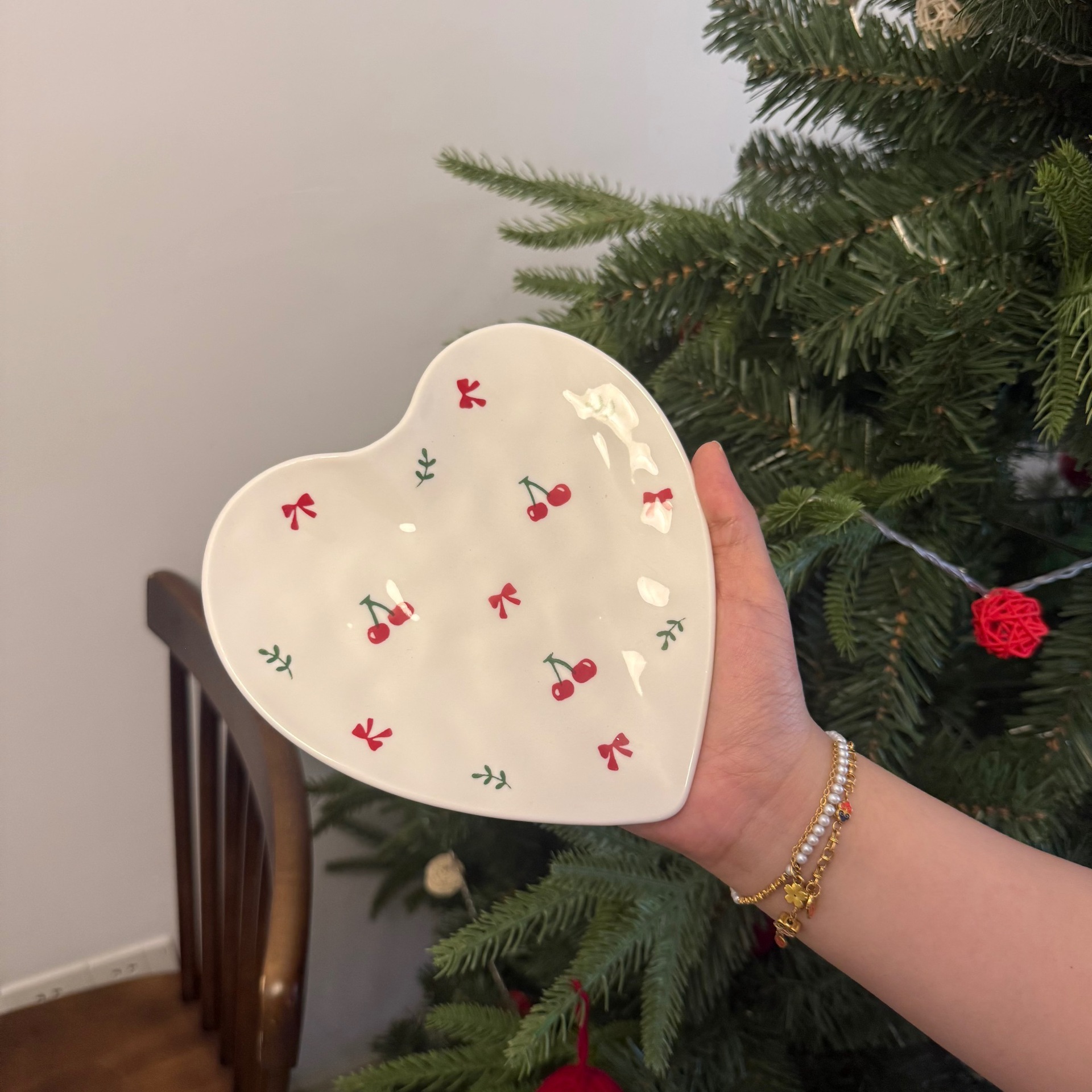 Estilo coreano ins mano mano amor plato de joyería bandeja de almacenamiento amor pintado a mano tazas de cerámica plato