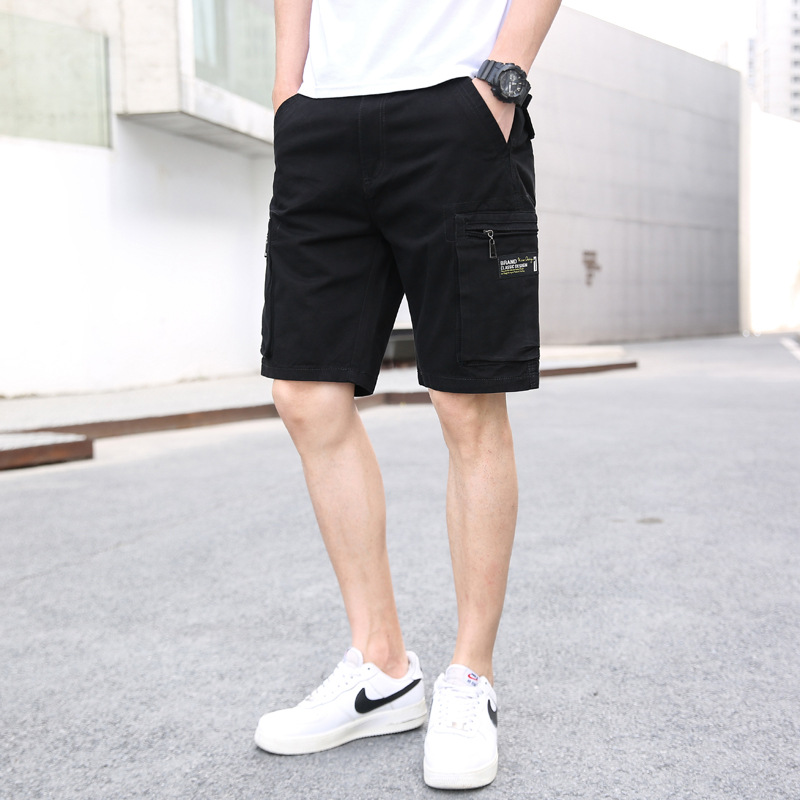 2022 verano Comercio exterior estilo coreano recortado pantalones cortos hombres rectos multi-Bolsa de ropa de trabajo cortos ins moda de los hombres jóvenes pantalones Casuales