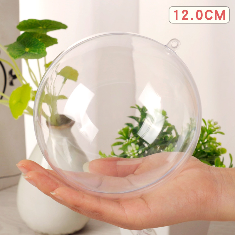 Bola de acrílico transparente, bola de Navidad, árbol de Navidad, fiesta de boda, bola decorativa, caja de embalaje de bola redonda de plástico que se puede abrir y cerrar