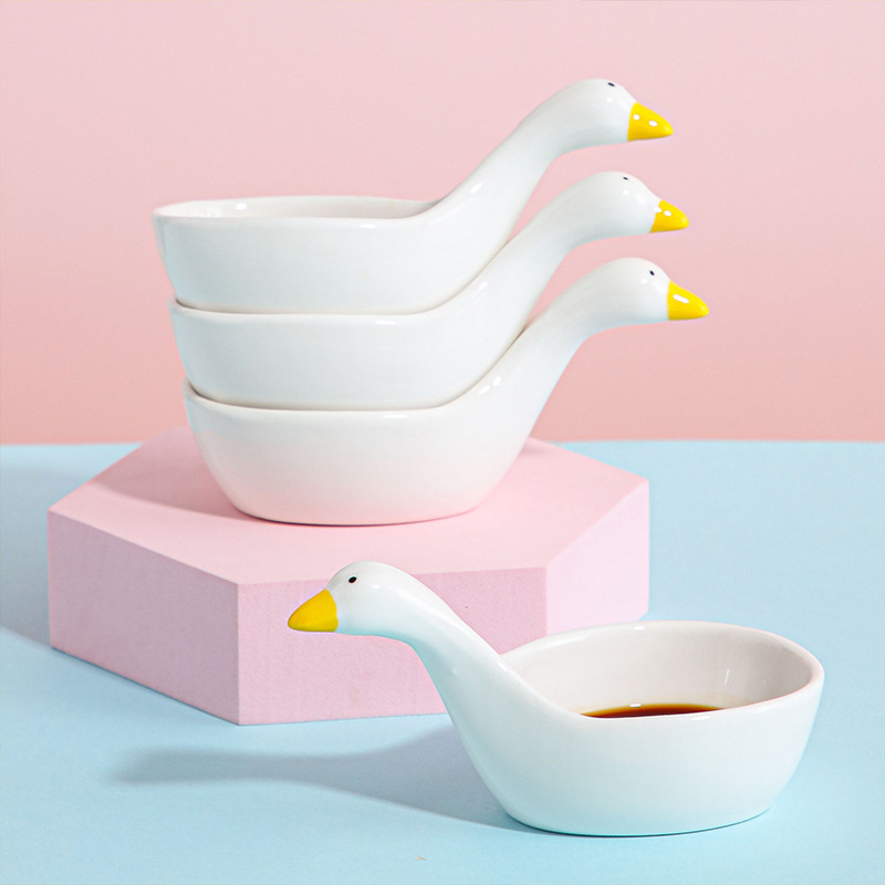 Creative little duck cartoon ceramic dining set sauce dish dipping dish Nordic style small bowl taste dish kitchen seasoning dish